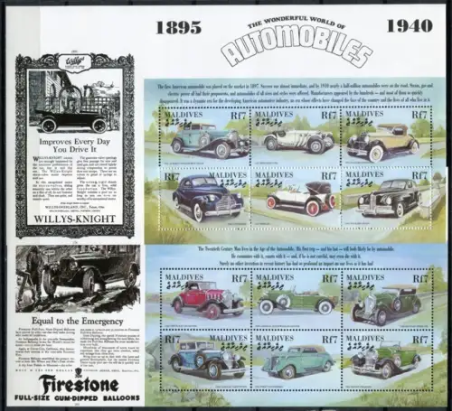Malediven Maldive 2000 Autos Oldtimer Cars 3649-3664 Block 477-478 MNH