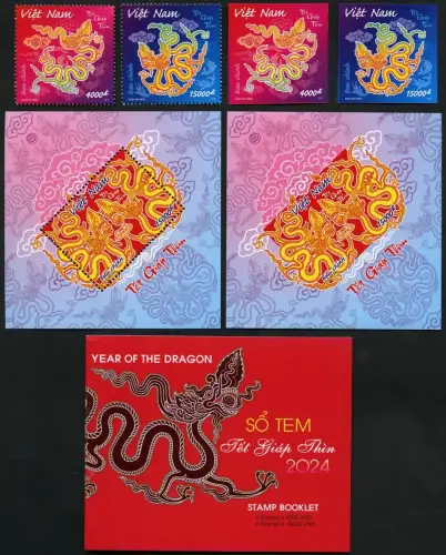 Vietnam 2023 Neujahr Jahr des Drachen Year of the Dragon A/B + Markenheft MNH