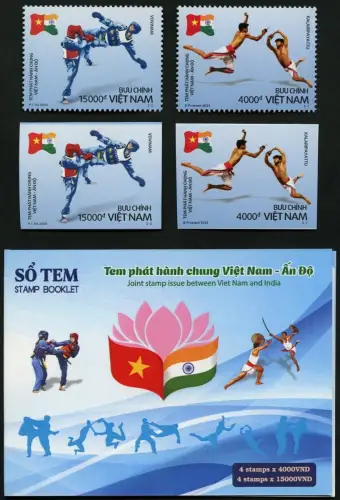 Vietnam 2023 Kampfsport Gemeinschaftsausgabe Indien A/B + Markenheft MNH