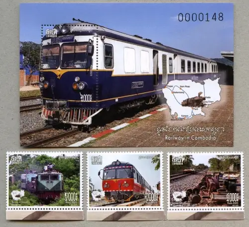 Kambodscha 2023 Eisenbahn Trains Lokomotiven Railways 2773-2774 Block 372 MNH