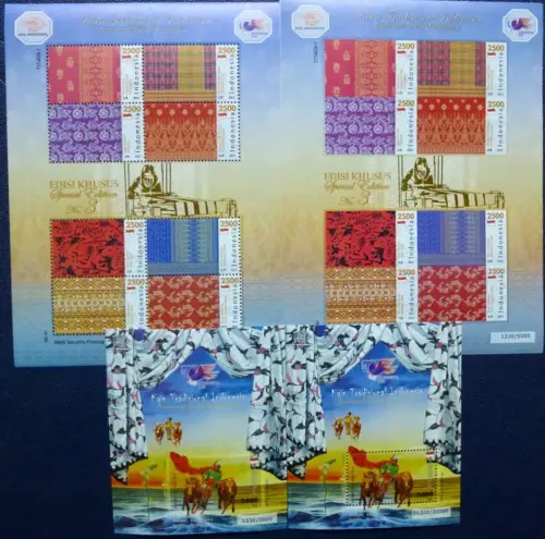 Indonesien Indonesia 2011 Textilien III Folklore Trachten Gezähnt und Ungezähnt 