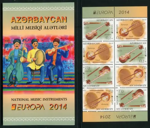 Aserbaidschan Azerbaijan 2014 CEPT Musik Musikinstrumente 1039-39 Markenheft MNH
