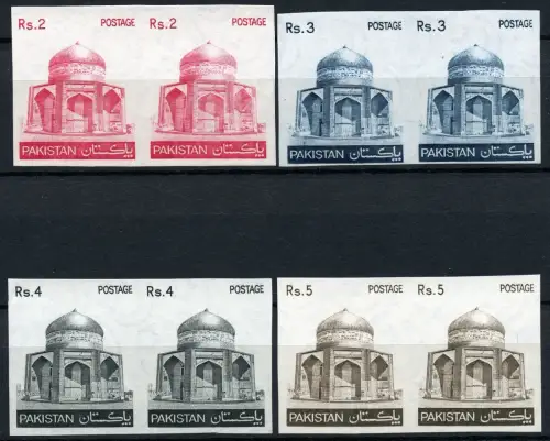 Pakistan 1979 Freimarken Mausoleum 505, 507-09 in Ungezähnten Paaren MNH RAR
