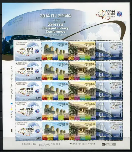 Korea Süd 2014 Hist. Architektur Brücke Bridge ITU UIT 3023-26 Kleinbogen MNH