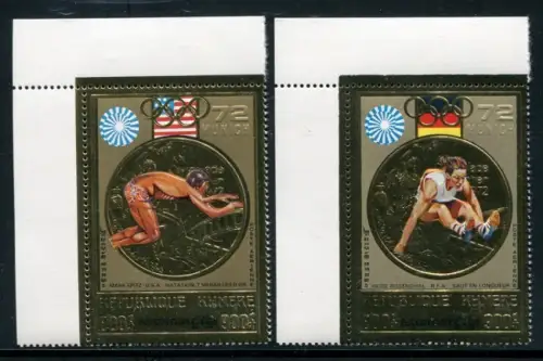 Kambodscha Cambodia 1973 Olympiade Olympics München Schwimmen Gold 368-369 MNH