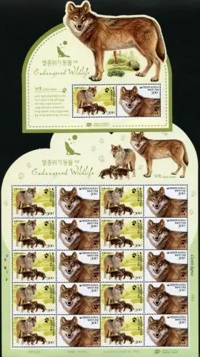 Korea Süd 2015 Wölfe Wolves Canis Lupus Wildtiere Animals 3063-64 Block 757 MNH
