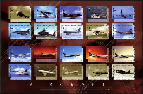Singapur Singapore 2003 Flugzeuge Airbus Hubschrauber Jets 1251-1270 Bogen MNH