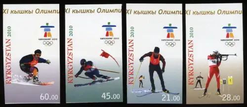 Kirgisien Kyrgyzstan 2010 Olympiade Vancouver Wintersport 609-612 B Imperf MNH