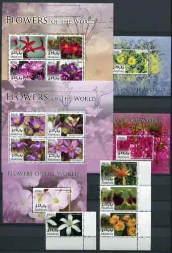 Malediven Maldive 2007 Blumen Flowers Plants 4596-4607 Block 611-613 MNH