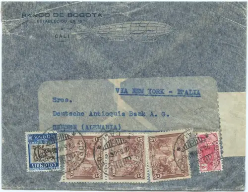 Kolumbien 1940 Cali New York US Clipper Lissabon Rom Bremen OKW Zensur/2012