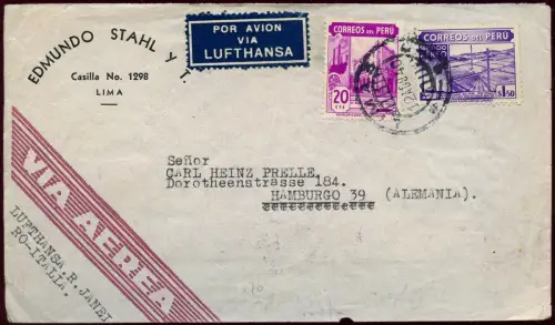 LATI 1940 Peru Lima Rio de Janeiro Rom Hamburg Brief 12.8.40 OKW Zensur / 2013