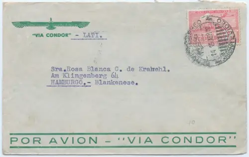 LATI 1940 Uruguay Brief mit EF 16.4.40 Montevideo Hamburg OKW Zensur / 2015