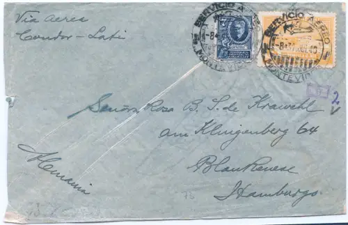LATI 1940 Uruguay Brief MiF 31.7.40 Montevideo Hamburg OKW Zensur / 2019