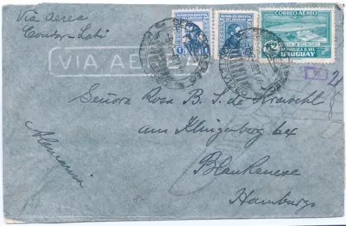 LATI 1940 Uruguay Brief MiF 2.10.40 Montevideo Hamburg OKW Zensur / 2021