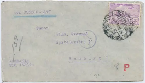 LATI 1941 Uruguay Brief mit EF 14.5.41 Montevideo Hamburg Zensur / 2023