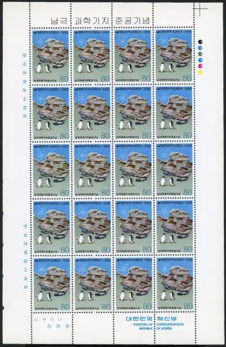 Korea Süd 1988 Antarktis Basis Pinguine Landkarte Antarctic 1549 Bogen MNH