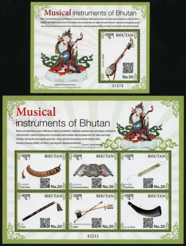 Bhutan 2017 Musikinstrumente Musical Instruments Horn Flöte 3041-3046 Block 579