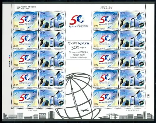 Korea Süd 2012 Aussenhandel Wirtschaft Economics 2885-2886 ZD-Kleinbogen MNH