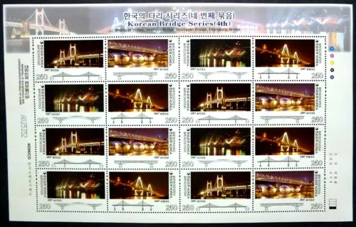Korea Süd 2007 Brücken Bridges IV Architektur 2604-2607 Kleinbogen MNH