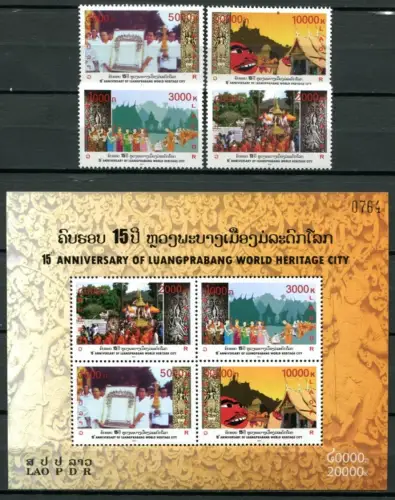Laos Lao 2010 Luangprabang UNESCO Festumzug Trachten 2183-2186 Block 227 MNH