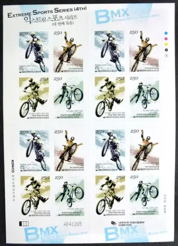 Korea Süd 2009 Extremsport BMX Radsport IV Sports 2729-32 Kleinbogen MNH