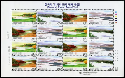 Korea Süd 2009 Flüsse Rivers III Landschaften Landscape 2688-2691 Kleinbogen MNH