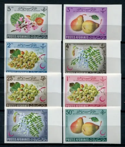 Afghanistan 1962 Roter Halbmond Früchte Pflanze Plants 685-692 B ungezähnt MNH