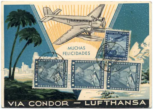 Katapult 1937 Chile Weihnachtskarte Quillota Mödling Wien H 602 Catapult/2038