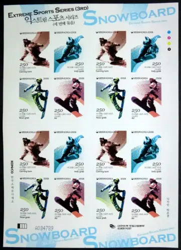 Korea Süd 2008 Extremsport Snowboarding Sport III 2665-68 Kleinbogen MNH