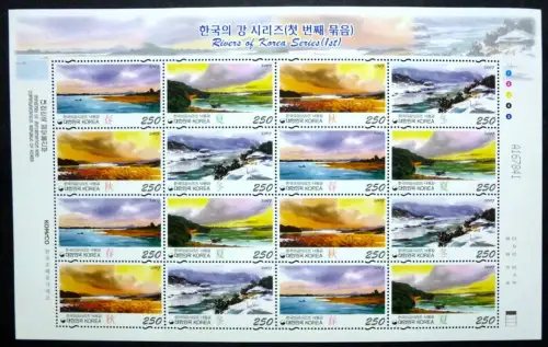 Korea Süd 2007 Flüsse Rivers I Landschaften Landscape 2562-65 Kleinbogen MNH