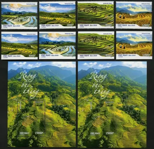 Vietnam 2023 Reis-Terrassen Rice Terraces 3974-3977 Block 222 A/B MNH
