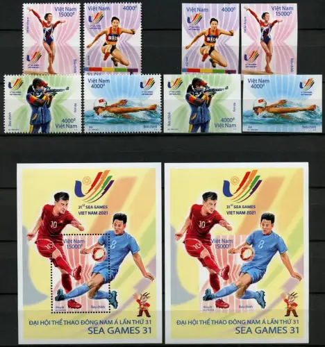 Vietnam 2022 Sea Games Sport Fußball Turnen Hürdenlauf A/B Perf Imperf MNH