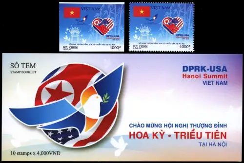 Vietnam 2019 Gipfeltreffen USA Korea Flaggen Politik A & B Plus Markenheft MNH