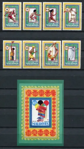 Malediven 1992 Olympiade Olympics Barcelona 1738-1745 Block 233 Postfrisch MNH