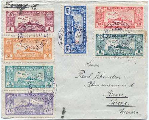 Paraguay 1931 Flugpost Reko-Brief Sapucay Bern Schweiz / 2049