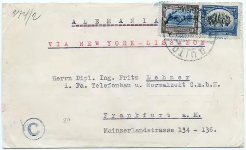 Ecuador 1940 Flugpost Quito New York Lissabon Rom Frankfurt Clipper Zensur/ 2051