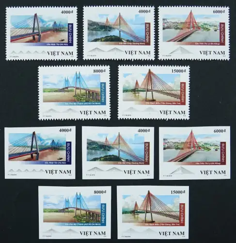 Vietnam 2019 Moderne Brücken Architektur Flüsse Bridges Architecture A & B MNH