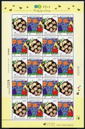 Korea Süd 2011 Familie Family Kinderzeichnungen Art 2814-2815 Kleinbogen MNH