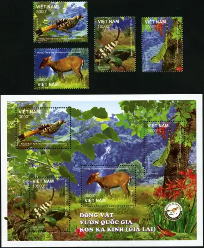 Vietnam 2018 Tiere Nationalpark Vogel Gecko Insekt Postfrisch MNH