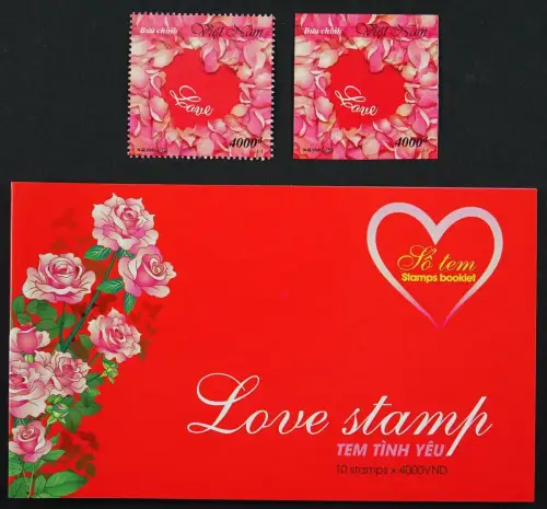 Vietnam 2020 Herz Love Grußmarke Rosen Heart Roses A & B & Markenheft MNH