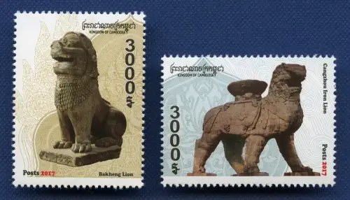 Kambodscha Cambodia 2017 Löwenfiguren Kulturerbe China Lions 2592-2593 MNH