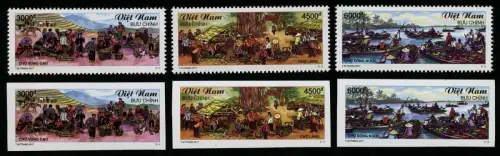 Vietnam 2017 Märkte Markets Boote Boats Folklore Tiere 3732-3734 A und B MNH
