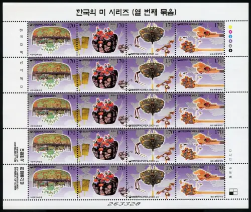 Korea Süd 2000 Haarschmuck Hair Ornaments Kamm Nadeln 2128-2131 Kleinbogen MNH