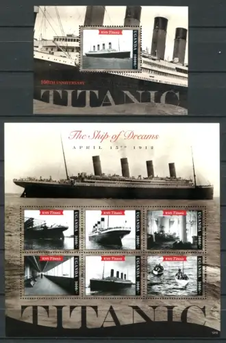 Uganda 2012 Titanic Schiffe Ships Navi Bateaux Satz und Block MNH