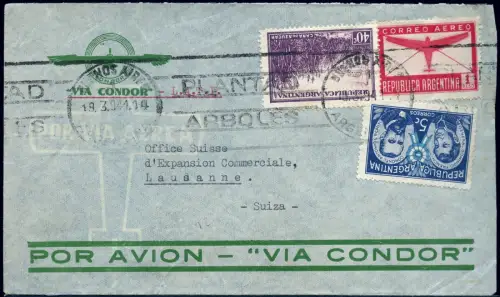 LATI 1941 Argentinien Buenos Aires 19.3.41 Brasilien Lissabon Lausanne / 2054
