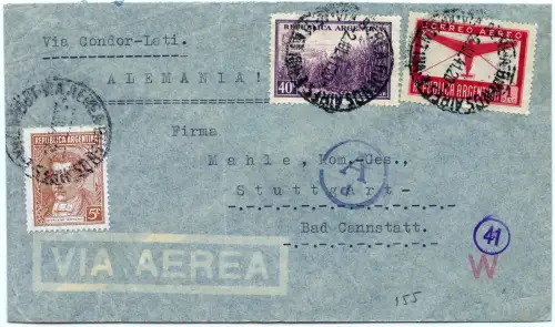 LATI 1941 Argentinien Buenos Aires 20.7.41 Brasilien Lissabon Bad Cannstat/ 2055