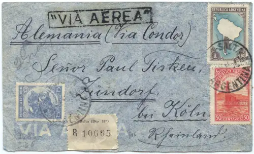 LATI 1941 Argentinien Salta 4.1.41 Lissabon Zündorf Reko-Brief OKW Zensur / 2057