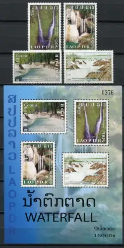 Laos Lao 2008 Wasserfälle Water Falls Landschaften 2080-2083 Block 207 MNH