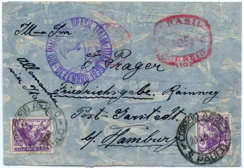 LATI 1939 Brasilien Erstflugbrief First Flight 20.12.39 Sao Paulo Hamburg /2063