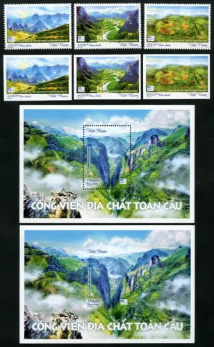 Vietnam 2021 UNESCO Naturparks Berge Landschaften Fluss Wolken A und B MNH